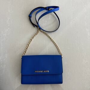 Michael Kors Royal Blue Jet Set Travel Crossbody, Saffiano Leather